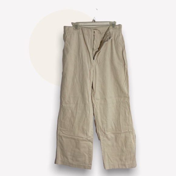 uniqlo cream corduroy wide leg pant size 12 - Picture 1 of 4